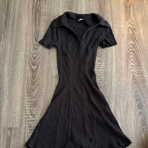 Elegant Black Ribbed Dress
